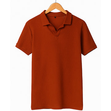 Johnny Collar Polo- Rust Orange
