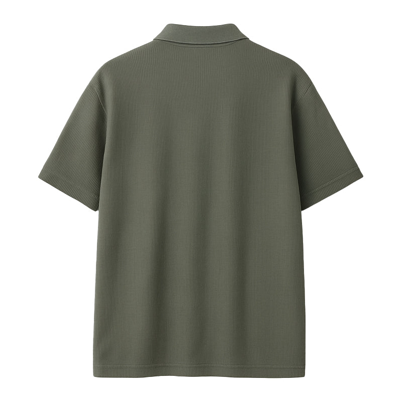 Men's Ribbed Half-Zip Polo Shirt